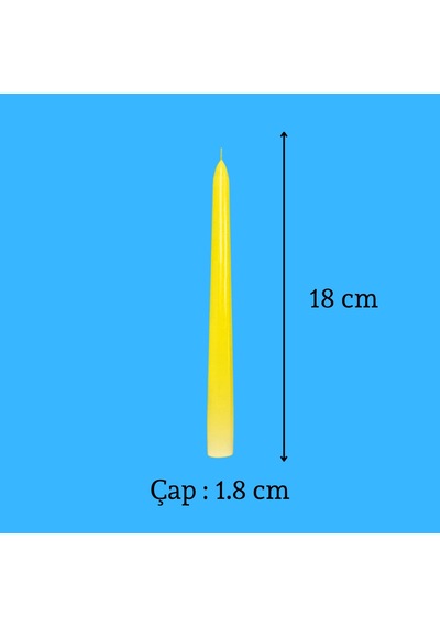 6 Lı Kısa Sarı Konik Şamdan Mum Yükseklik 18 Cm Sarı