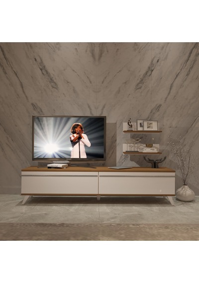 Decoraktiv Eko 4 Mdf Std Retro Tv Ünitesi Tv Sehpası Ceviz - Beyaz