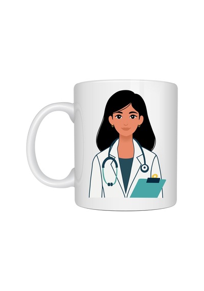 Kadın Doktor Tasarımlı Porselen Kupa Model 169 Doktor Ve Sağlık Çalışanı Temalı Kahve Kupası Dok