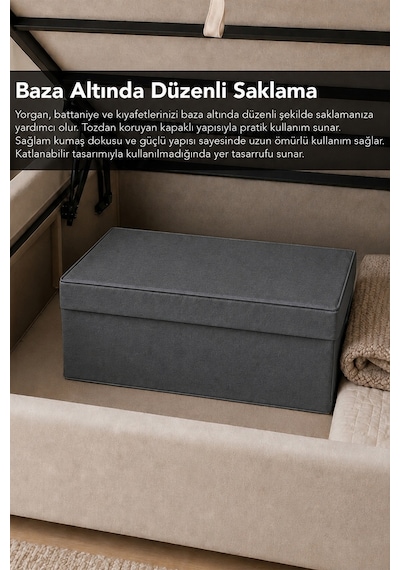 6'lı Organizer Baza Hurç Seti - Çok Amaçlı Kapaklı Saklama Kutusu 50x40x19cm Antrasit