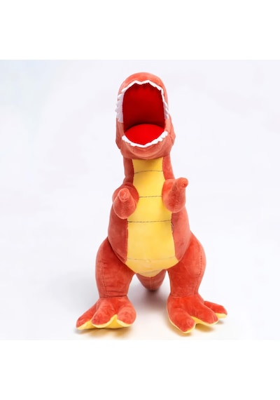 İthal Soft Kumaş Xl Boy Dinozor Tyrannosaurus T-rex Figür Peluş Oyuncak Uyku & Oyun Arkadaşı 55 Cm. Turuncu