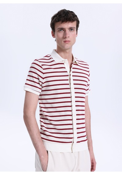 Discovery Expedition Beyaz - Kırmızı Erkek Relaxed Fit Gömlek D6sm-gml3831 Bordo
