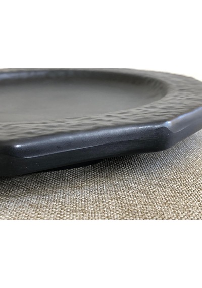 Melamin Çukur Köşeli Servis Tabağı Siyah 25cm - Melamin Sunum Tabağı