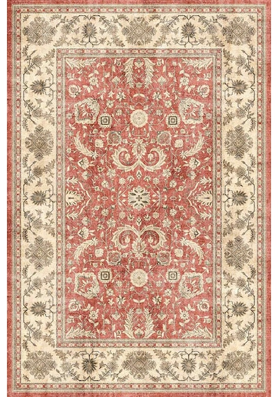 Norm Halı Allure 54-031 Kırmızı Eskitme Halı Etnik Otantik Dokuma Şönil Yıkanabilir Salon Halısı Kırmızı