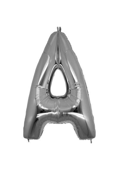Gümüş Folyo Balon A Harfi 40inç 100cm Gri