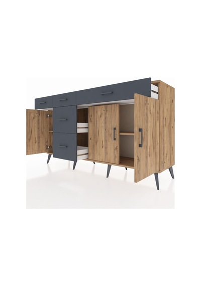 Kronos Konsol 2 Raflı 5 Çekmeceli 3 Kapaklı 176x59x99 Çam-çam/antrasit Atlas Çam/antrasıt - Atlas Çam Kronos Konsol 2 Raflı 5 Çekmeceli 3 Kapaklı 176x59x99 Çam-çam/antrasit Atlas Çam/antrasıt - Atlas Çam