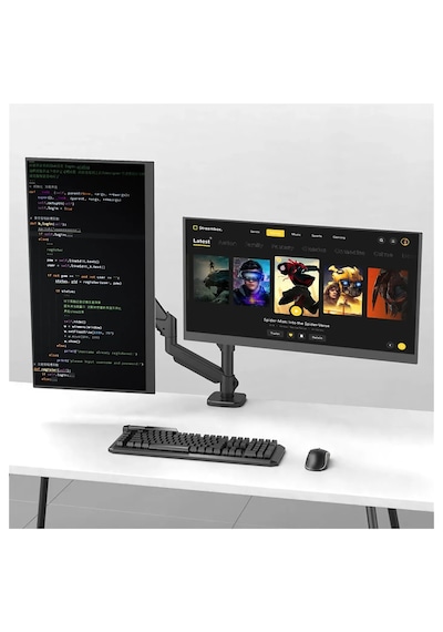 M252dla Gazlı Yaylı Çift Monitör Kolu Uzun Direkli 13-32 İnç