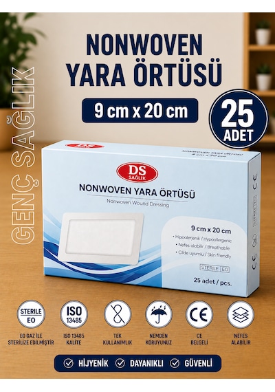 Ds Sağlık Nonwoven Yara Örtüsü 9cm 20cm 25'li