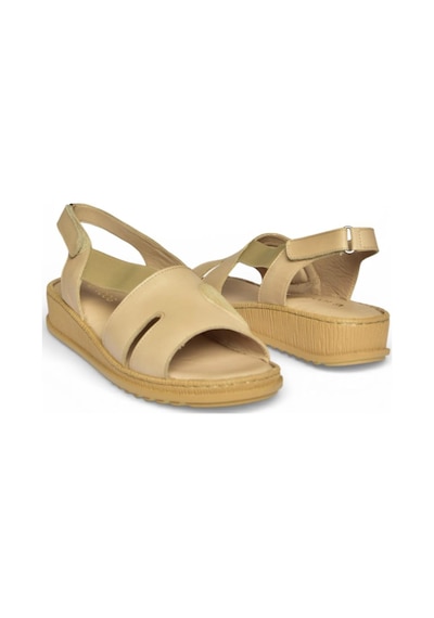 Fox Shoes Y555554003 Bej Hakiki Deri Günlük Kadın Sandalet Bej