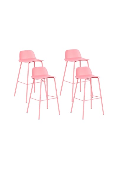 Mora 4 Lü Pastel Pembe Bar Sandalyesi Seti, Dayanıklı Sentetik Ve Metal, Modern Tasarım Mora 4 Lü Pastel Pembe Bar Sandalyesi Seti, Dayanıklı Sentetik Ve Metal, Modern Tasarım