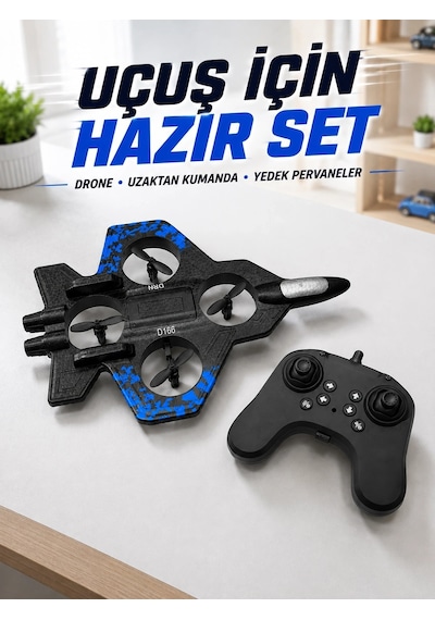 Savaş Jeti Görünümlü Drone 2.4g Kumandalı Jiroskoplu 360 Akrobatik Takla Yedek Pervaneli
