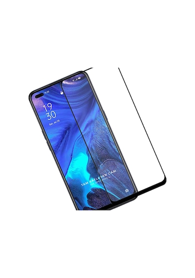 Oppo Reno 4 Siyah 5D Tam Kaplayan Ekran Koruyucu Cam