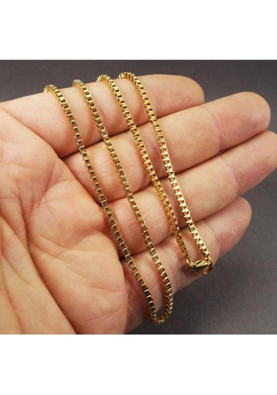 Kübik Unisex Çelik Kolye Zincir - Altın Kaplama Sevgiliye - Eşe- Babaya - Arkadaşa Kolye