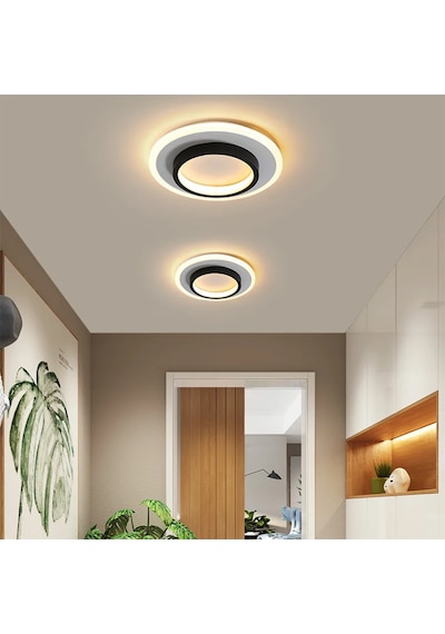 Akrilikli Yuvarlak Kumandalı,dimli 3 Işık Renkli 24x24cm Led Tava Siyah - Beyaz