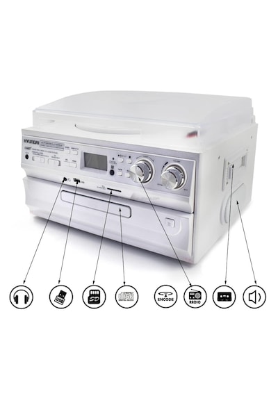 Beyaz Nostaljik Pikap Cd Çalar Bluetoothlu Kumandalı Radyo Mp3 Usb 33-45-78 Lik Plaklar 1 Adet