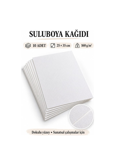 160 Gr 25x35 Cm Dokulu Suluboya Kağıdı 10 Adet Monalisa