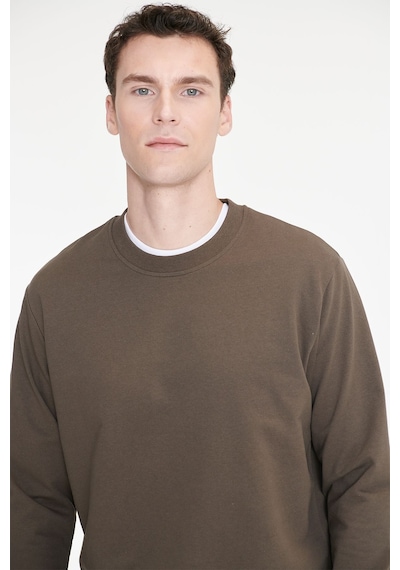 Ac&Co / Altınyıldız Classics Erkek Hakı Pamuklu Standart Fit Normal Kesim 2 İplik Bisiklet Yaka Sweatshirt Haki