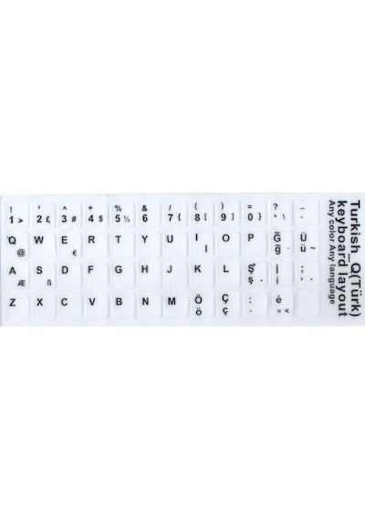 Klavye Sticker - Beyaz - Türkçe
