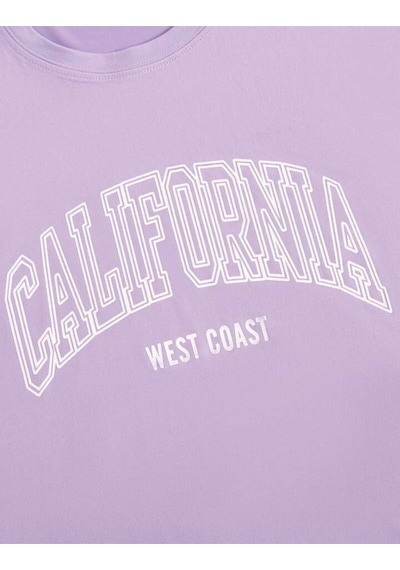 Noıssey Mor California Baskılı Oversize Unisex