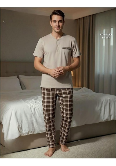 Arcan Erkek Düğme Yaka Kısa Kol Compact Penye Pijama Takımı 65130k - 1 Adet Kahverengi Arcan Erkek Düğme Yaka Kısa Kol Compact Penye Pijama Takımı 65130k - 1 Adet Kahverengi