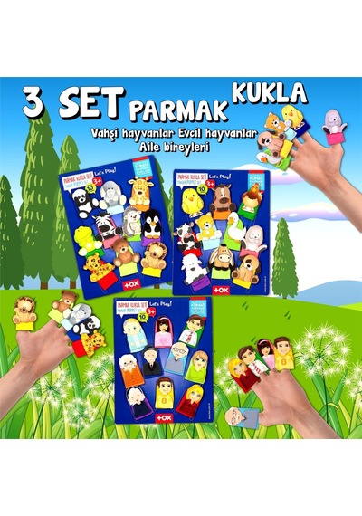 3 Set - 30 Parça Tox Evcil . Vahşi Hayvanlar Ve Aile Parmak Kukla