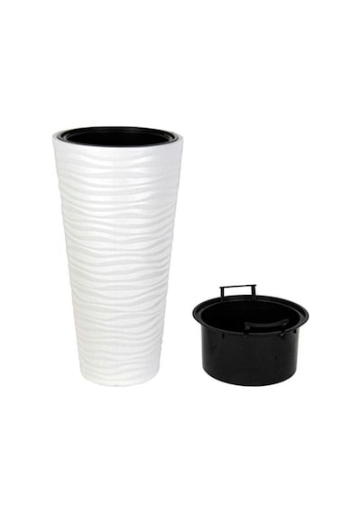 Beyaz Kumsal Vazo Dekoratif Uzun Saksı 5.5 lt  30*57cm