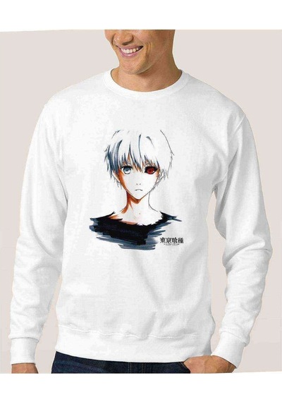 Anime Tokyo Ghoul Anteiku Baskılı Beyaz Erkek Örme Sweatshirt (530944080)