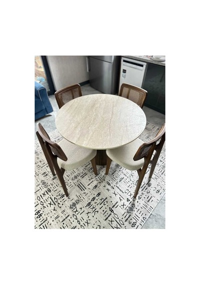 Ahşap Zion Hasırlı Sandalye, Mutfak Ve Bahçe Sandalyesi Salon Hazeranlı Sandalye Ceviz