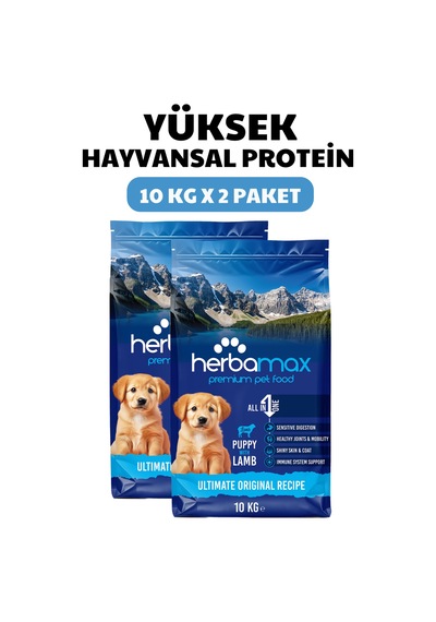 Herbamax Puppy Kuzu Etli ve Pirinçli Yavru Köpek Maması 2 x 10 KG