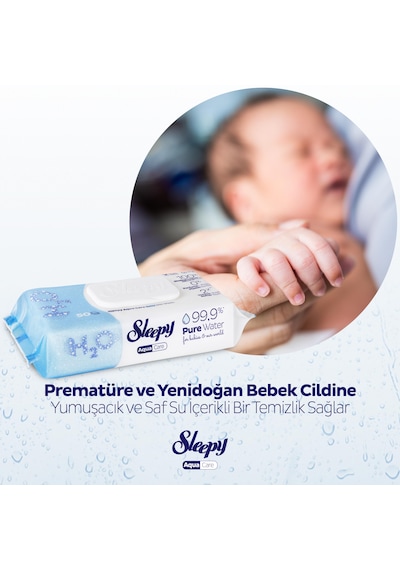 Sleepy AquaCare H2O Yenidoğan Islak Bebek Havlusu 12x50
