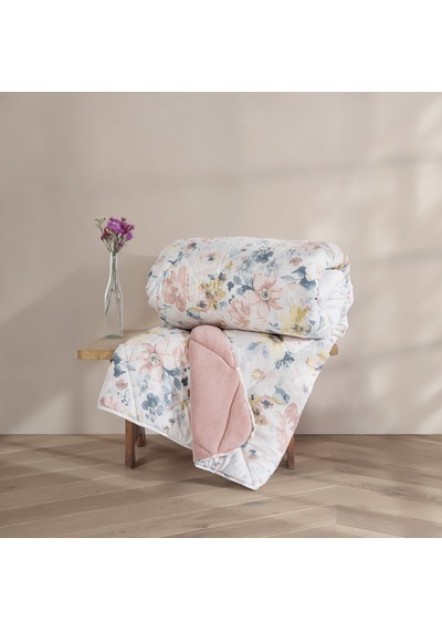 Cotton Box Velvet Çift Kişilik Yorgan Dalya Pudra 195x215 Cm