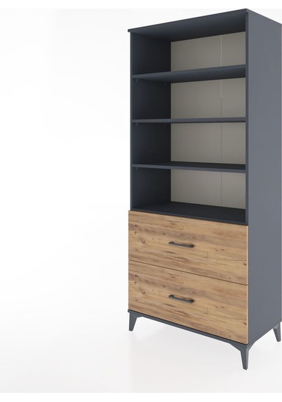 Hyperion Dolap 4 Raflı 2 Çekmeceli 88x44x195 Antrasit-çam Antrasit