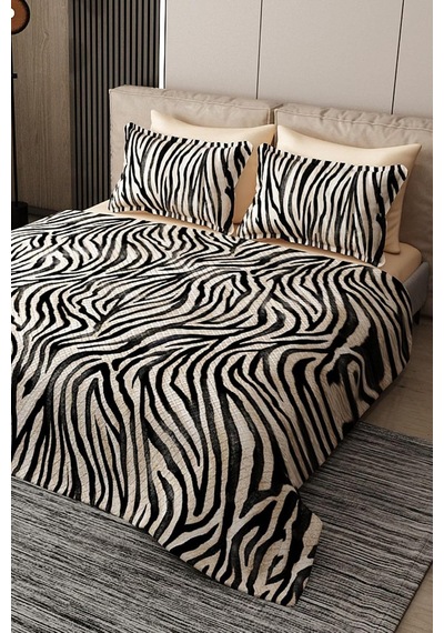 %100 Pamuk Çift Kişilik Pike Takımı Yatak Örtüsü Black Zebra, Pike4511 Diğer