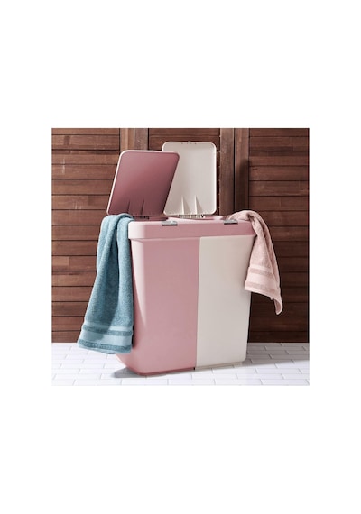 Duo Laundry Çamaşır Sepeti - Pembe - 80 Lt Pembe / Beyaz Pembe / Beyaz