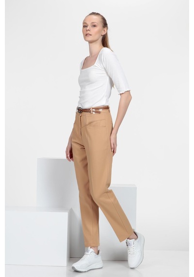 Cigarette Fit Pantolon Camel