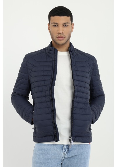 Dufy Erkek Slim Fit Kapüşonlu Lacivert Mont-25358