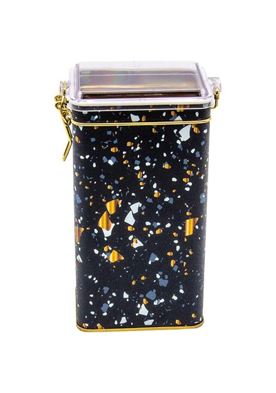 Er053-1h Terrazzo Black Desenli Dikdörtgen Metal Saklama Kabı 8x10 Cm Terrazzo Black