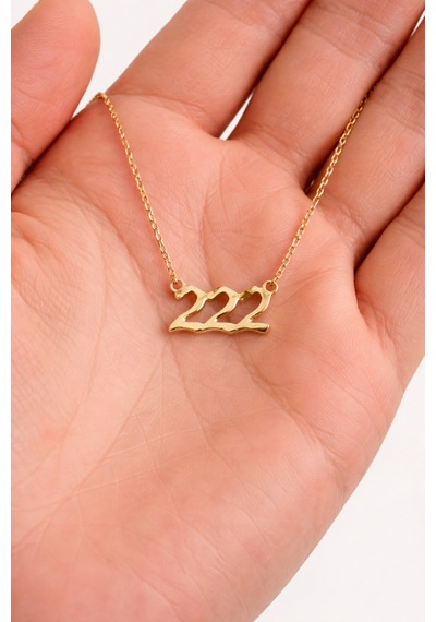 222 Şans Sayısı Altın Renk Zincir Kolye Unisex Minimal Tasarım Çok renkli