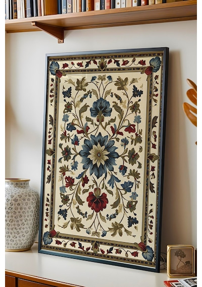 Premium Klasik Şükûfe Çiçek Motifli Çerçeveli Tablo - Lüks Ramazan Özel Seri Geleneksel Duvar Dekoru Siyah Premium Klasik Şükûfe Çiçek Motifli Çerçeveli Tablo - Lüks Ramazan Özel Seri Geleneksel Duvar Dekoru Siyah
