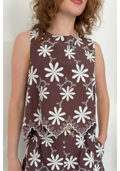 Verymoda Nakışlı Gömlek D2858 Kahve