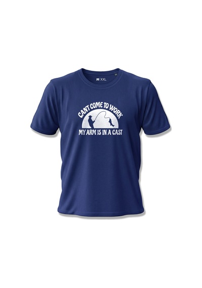 North Whiskers Can't Come To Work Esprili Balıkçı Temalı Baskılı %100 Pamuklu T-shirt Lacivert - 874914674 Lacivert - 874914674 Lacivert