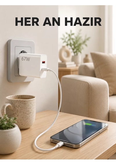 Northcity 67 Watt Type C Şarj Adaptörü - Yeni Nesil Asus Zenfone 7 8 9 , Hızlı Şarj