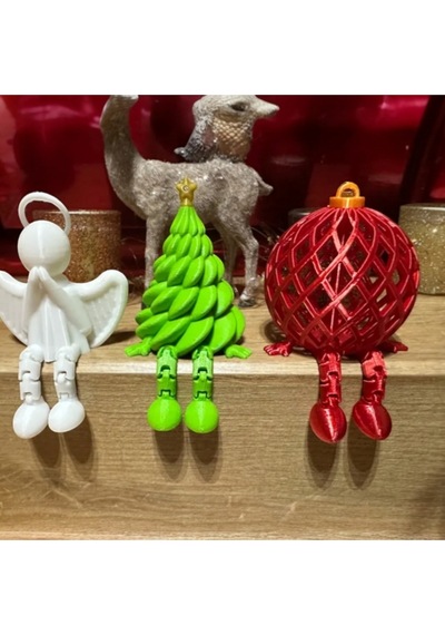 Hareketli Bacaklı Sehpa Kenarı Yılbaşı Ağacı Dekoru 3'lü Set - 3d Baskı Pla