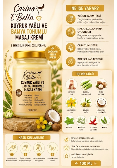 Kuyruk Yağlı Ve Bamya Tohumlu Masaj Kremi 100 Ml