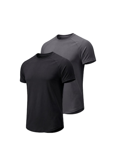Genius Store 2'li Paket Erkek Spor Tişört Pamuklu Esnek Günlük Kullanıma Uygun Premium Rahat Kalıpt-shirt Siyah-füme