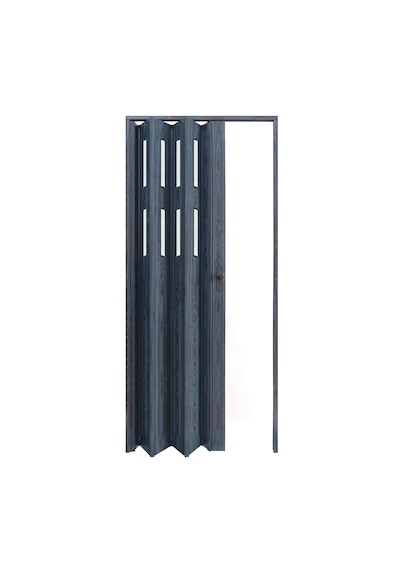 Faran Dekorasyon 87 x 215 Antrasit Renk Camlı Pvc Akordiyon Kapı - FRNAKMODEL-0-42