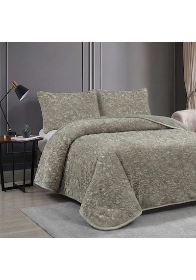 Soft Battaniye Çift Kişilik 220 X 240 Haki Yastık Kılıfı Hediyeli Haki
