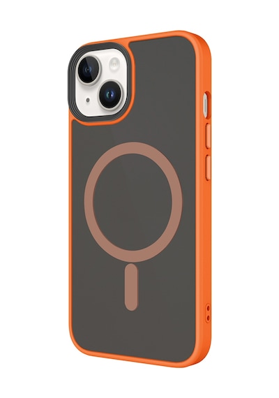 Apple Uyumlu iPhone 14 Kılıf Mat Arka Yüzey Wireless Şarj Özellikli Mkst Flet M-safe Kapak - Turuncu Turuncu