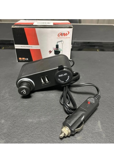 12v 120w Çakmak Soketi (Enerji Soketi) (Çakmak + Usb 2 Şarjlı 6a) (Kablolu)