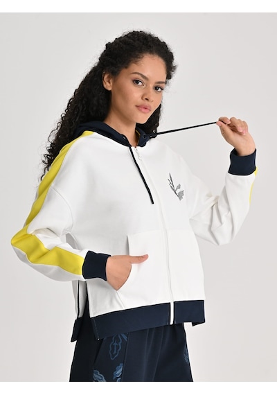 Fenerbahçe Ekru Tribün Palamutlu Kadın Oversize Sweatshirt